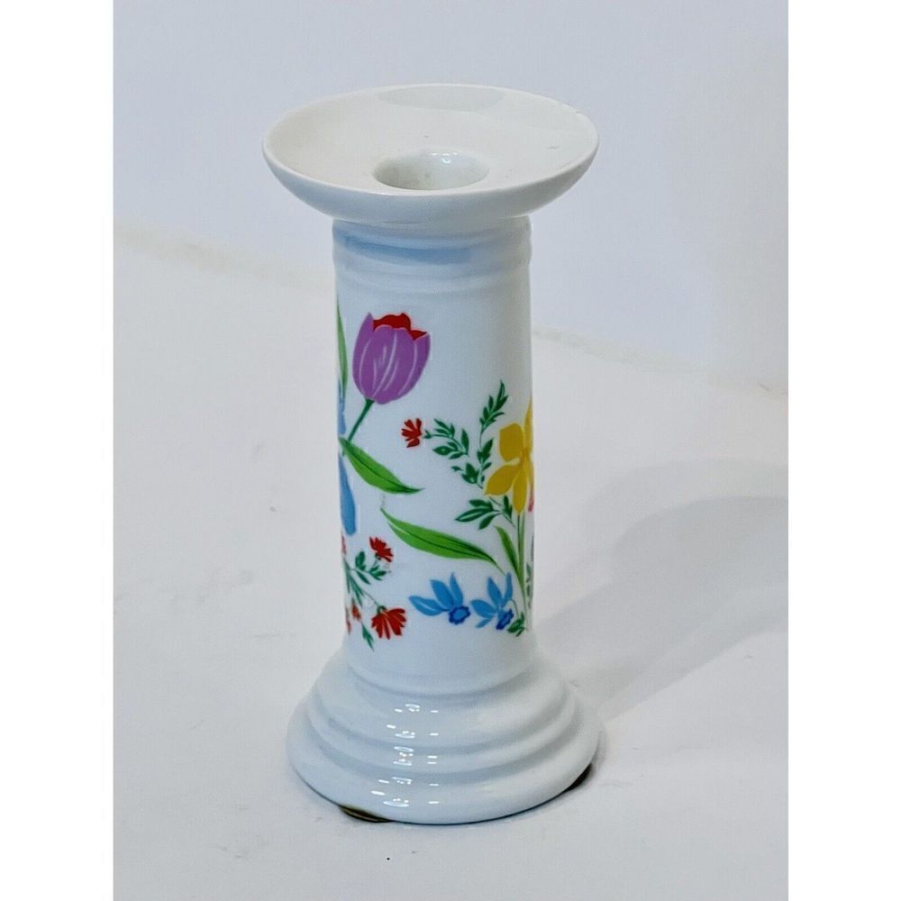 Heinrich Germany Floral Motif Tulip Candle Holder 5.5” Single Stamped Vintage